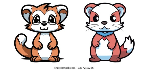 Cartoon ferret mascot vector material