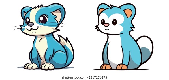 Material vectorial de mascota de hurones de dibujos animados