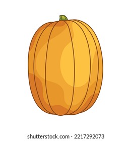 Cartoon festive pumpkin. Decorative vegetable for Thanksgiving, Halloween, Harvest Festival. Isolated element. Simple flat icon. Autumn illustration.