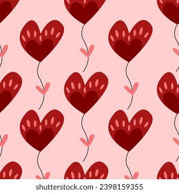 Cartoon festive season balloons and valentines hearts pattern for wrapping paper and kids clothes print and fabrics and linens and packaging 