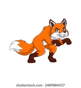 cartoon fierce fox sneaking around