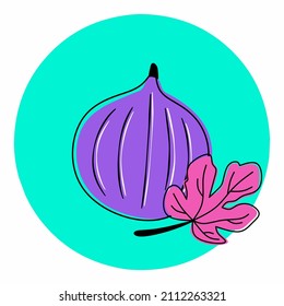Cartoon fig fruit flat icon
