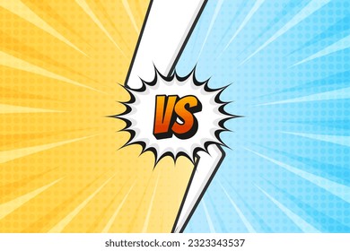 Cartoon fight versus comic book competition background with rays