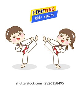 Cartoon fighting kids sports character.
