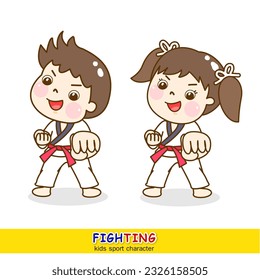 Cartoon fighting kids sports character.