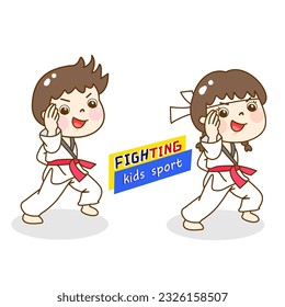 Cartoon fighting kids sports character.