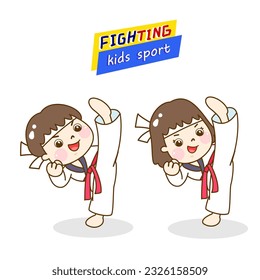 Cartoon fighting kids sports character.