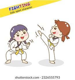 Cartoon fighting kids sports character.