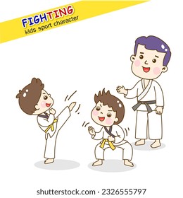 Cartoon fighting kids sports character.