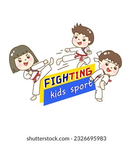 Cartoon fighting kids sports character.