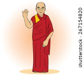 Cartoon figure of buddhist monk. Vector illustration