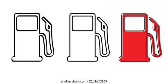 Cartoon filling station. Petrol pump. Gas station icon.  Vector refill symbol.. For car fill location. Line pattern. Oli, diesel, petroleum, LPG or petrol service pumps. Fuel meter. Gas pump nozzle.