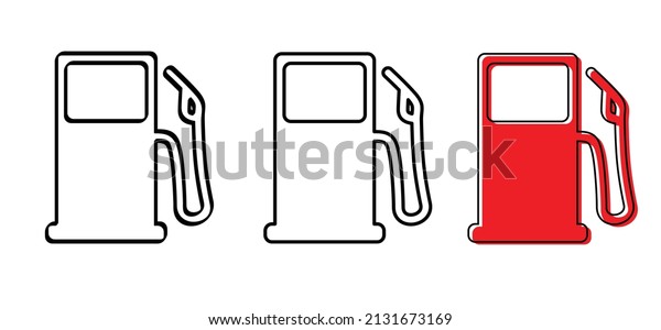 Cartoon filling station. Petrol pump. Gas station
icon.  Vector refill symbol or pictogram. For car fill location.
Line pattern. Gas, olil,  diesel, petroluem, LPG or petrol service
pumps. Fuel