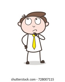Cartoon Financial Advisor Thinking an Idea Vector