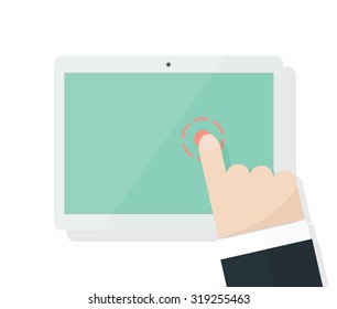 Cartoon finger points to the screen