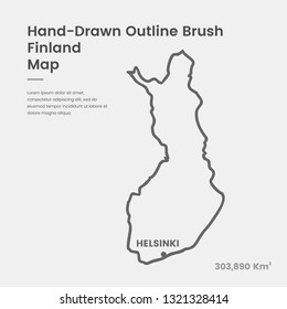 Cartoon Finland Map, Hand Drawn Finland Map, Doodle Finland Map Vector Outline Style Map Information