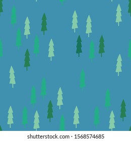 Cartoon Fir trees seamless pattern. Scandinavian style. Kids illustration. Vector image.