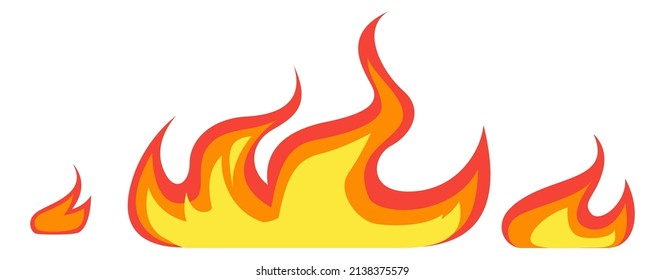 Cartoon fire border. Horizontal flame. Burning ground