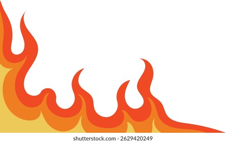 Ilustração de borda de fogo de desenhos animados. Isolado no fundo branco.
