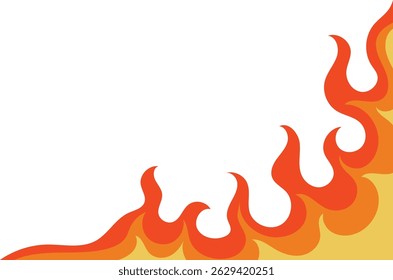 Cartoon Fire Border Illustration. Isolated on White Background.