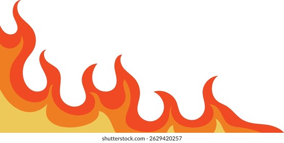 Ilustração de borda de fogo de desenhos animados. Isolado no fundo branco.