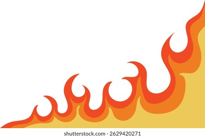 Cartoon Fire Border Illustration. Isolated on White Background.