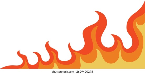 Ilustração de borda de fogo de desenhos animados. Isolado no fundo branco.