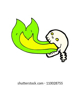 cartoon fire breathing skull