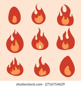Cartoon Feuer Clipart Sammlung. Vektorgrafik