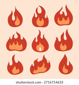 Cartoon Feuer Clipart Sammlung. Vektorgrafik