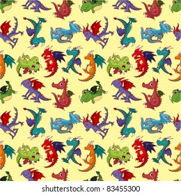 cartoon fire dragon seamless pattern