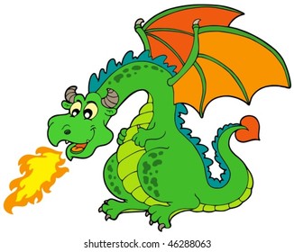 Cartoon fire dragon - vector illustration.