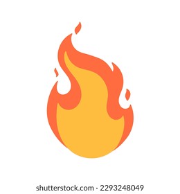 Cartoon fire effect. A yellow bonfire burns to heat.