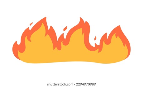 Cartoon fire effect. A yellow bonfire burns to heat.