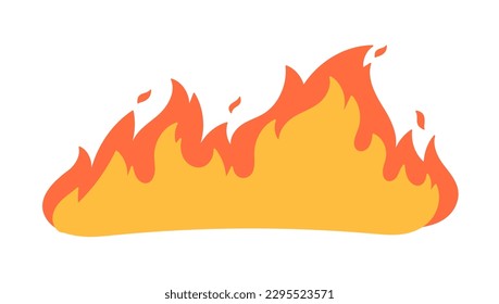 Cartoon fire effect. A yellow bonfire burns to heat.