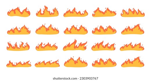 Efecto de fuego de caricatura. Una hoguera amarilla se quema para calentar.