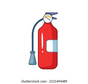 Cartoon fire extinguisher with outline. Vector illustration in cartoon childish style. Isolated clipart on white background. Cute fire extinguisher print