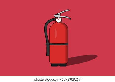 A cartoon of a fire extinguisher with a red background.