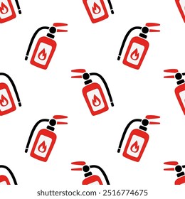 Cartoon Fire Extinguisher sem emenda padrões, Vetor.