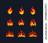 Cartoon fire flame collection vector. Red fire, fire element, campfire, heat wildfire, flame icon vector illustration set.