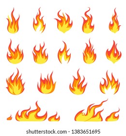 Cartoon fire flame. Fires image, hot flaming ignition, flammable blaze heat explosion danger flames energy vector concept