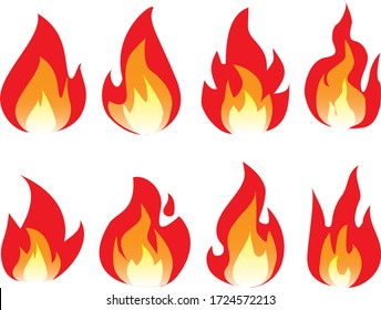 Cartoon fire flame. Fires image, hot flaming ignition, flammable blaze heat explosion danger flames energy vector concept