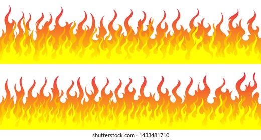 Cartoon Fire Flame Frame Borders Seamless Stock Vector (Royalty Free ...