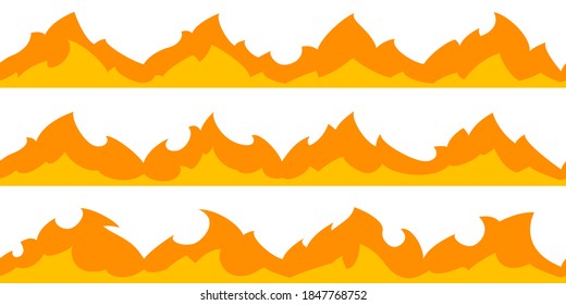 Cartoon fire flame frame borders. Parts of the frame can be seamlessly joined in one long line
