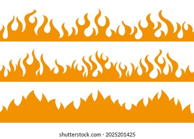Cartoon fire flame frame borders. Design element