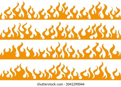 Cartoon fire flame frame borders. Design element