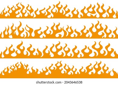 Cartoon fire flame frame borders. Design element