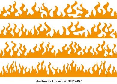 Cartoon fire flame frame borders. Design element