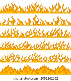 Cartoon fire flame frame borders. Design element