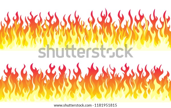 火のフレーム枠の枠線をカートーンにします シームレスなオレンジの火の境界 のベクター画像素材 ロイヤリティフリー
